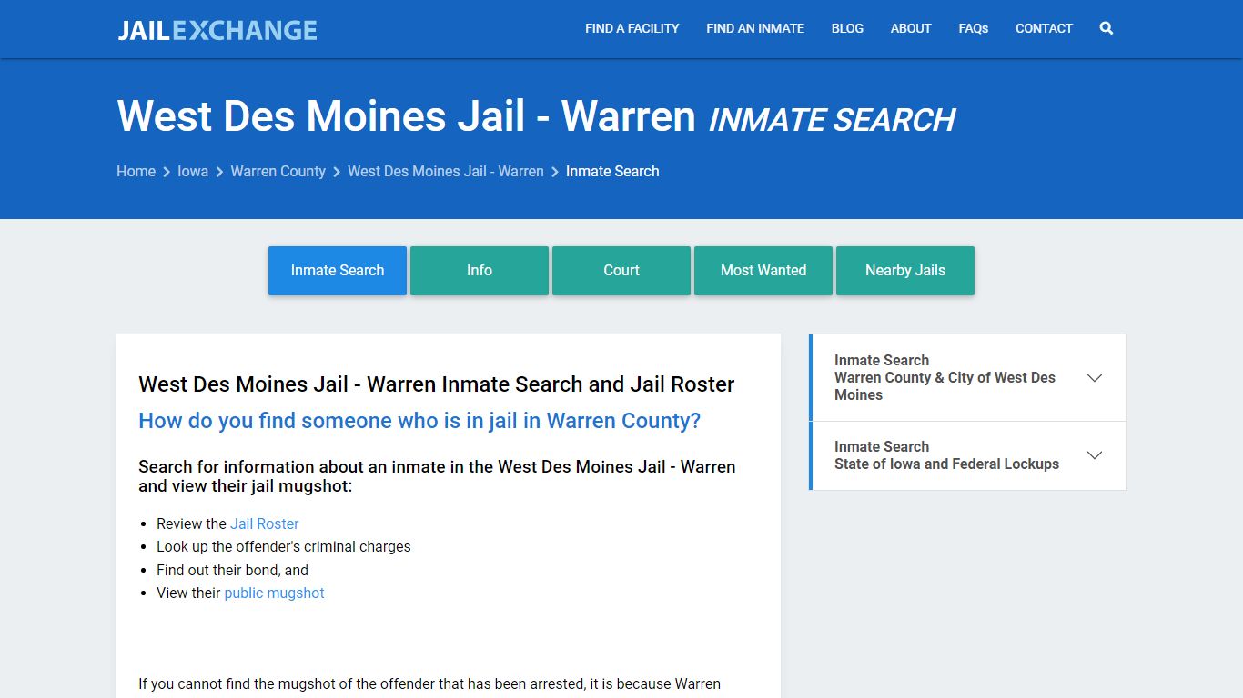West Des Moines Jail - Warren Inmate Search - Jail Exchange